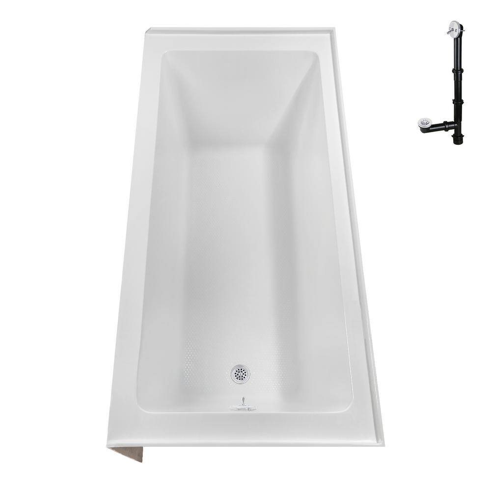 66-Inch Glossy White Acrylic Right-Hand Drain Alcove Bathtub