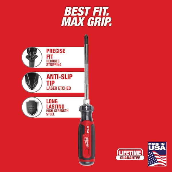 6 in. #3 Phillips Screwdriver with Cushion Grip with 8 in. 3/16 in. Cabinet Screwdriver with Cushion Grip