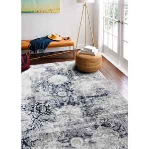Capri Grey/Blue 9 ft. x 12 ft. (8'6" x 11'6") Abstract Contemporary Area Rug