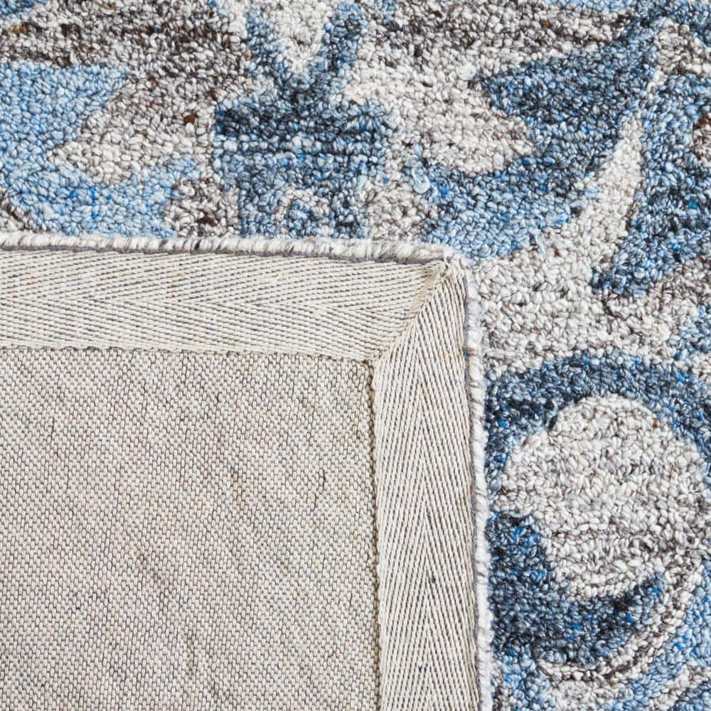 Hand-Tufted Grey and Blue Wool Round Area Rug