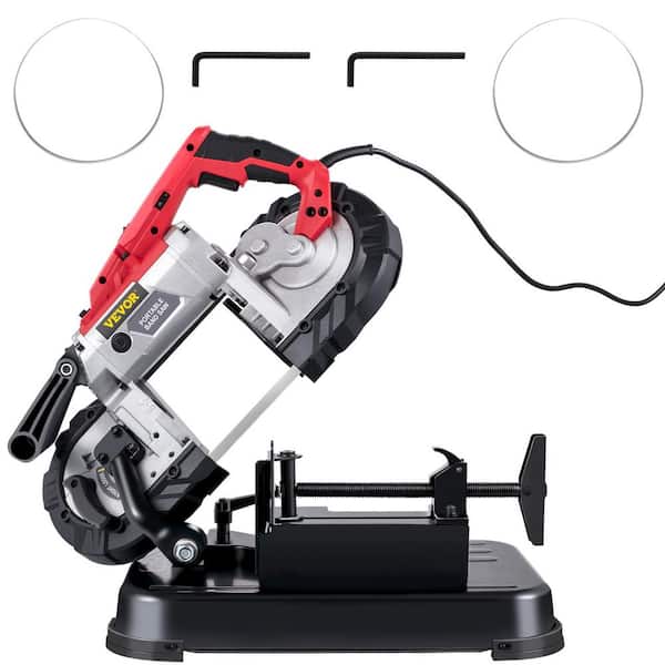 Portable Band Saw, 110 V Removable Alloy Steel Base Cordless Band Saw, 5 In. Cutting Capacity Hand held Band Saw