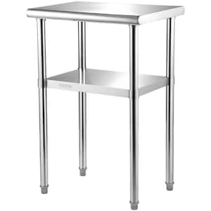 Kitchen Work Table Silver Stainless Steel 24 in. W in Kitchen Prep Table Heavy Duty Metal Worktable