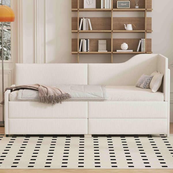 Beige Twin Size Daybed with 2 Storage Drawers