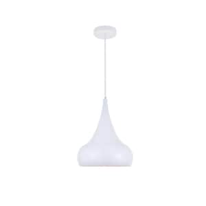 Timeless Home 11.5 in. 1-Light White Pendant Light, Bulbs Not Included