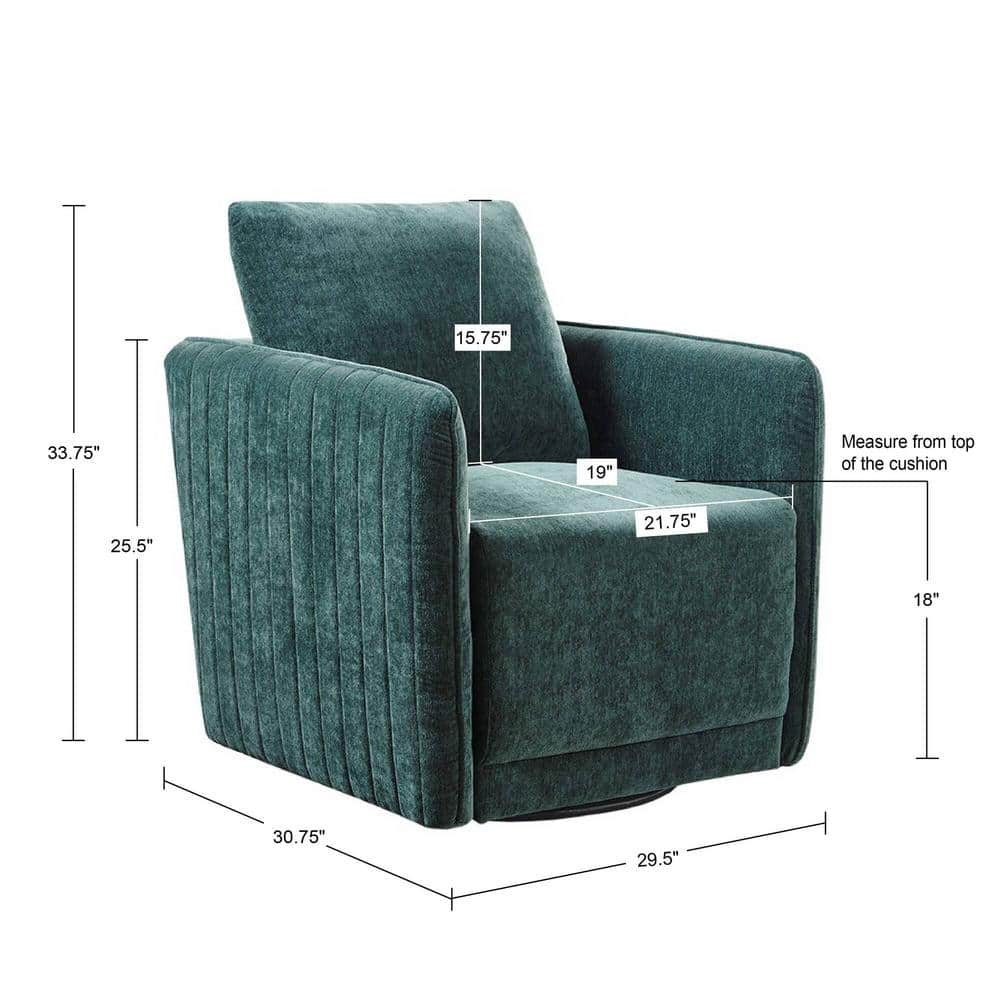 Teal Velvet Channel Quilted Swivel Accent Chair