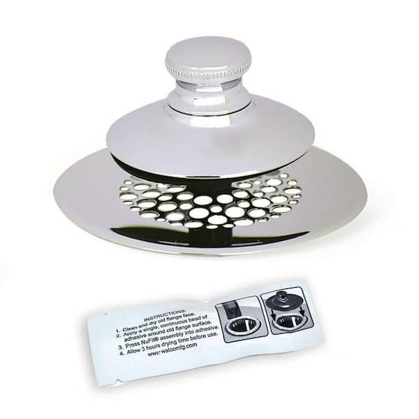 Watco 2.875 in. SimpliQuick Push Pull Bathtub Stopper, Grid Strainer and Silicone - Chrome