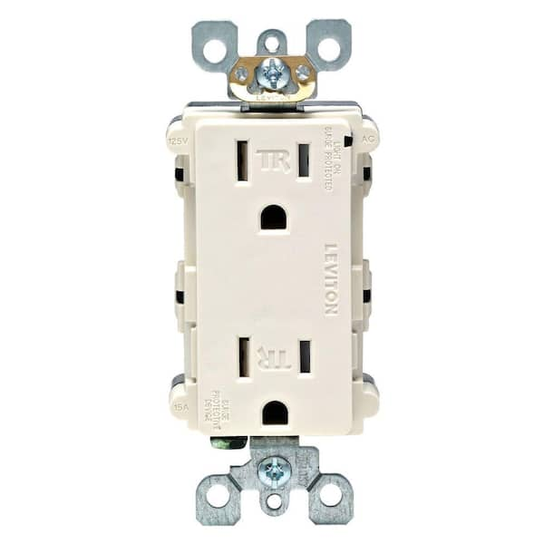 Leviton Decora 15 Amp Tamper-Resistant Duplex Surge Outlet with Indicator Light, Light Almond