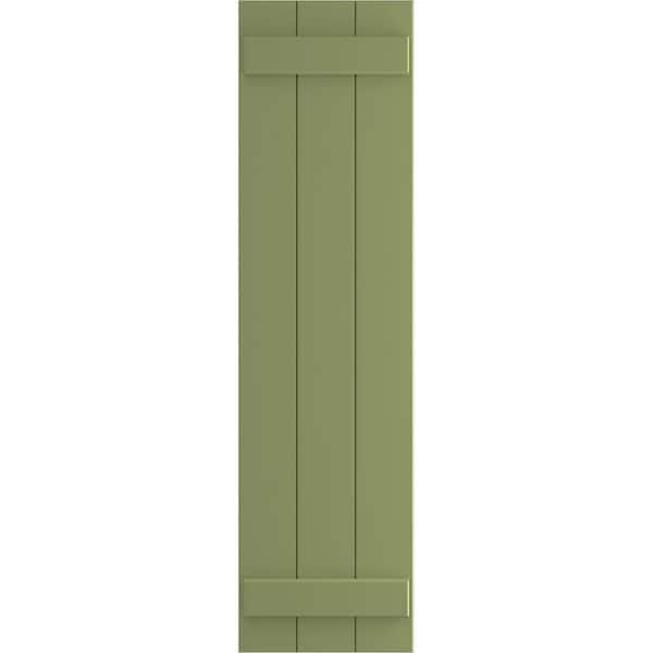 Ekena Millwork 16-1/8 in. x 44 in. True Fit PVC Three Board Joined Board and Batten Shutters Pair in Moss Green