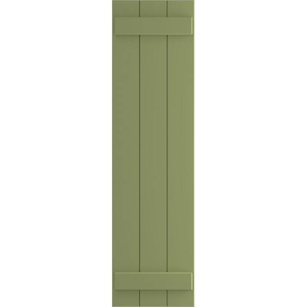 Ekena Millwork 16-1/8 in. x 78 in. True Fit PVC Three Board Joined Board and Batten Shutters Pair in Moss Green