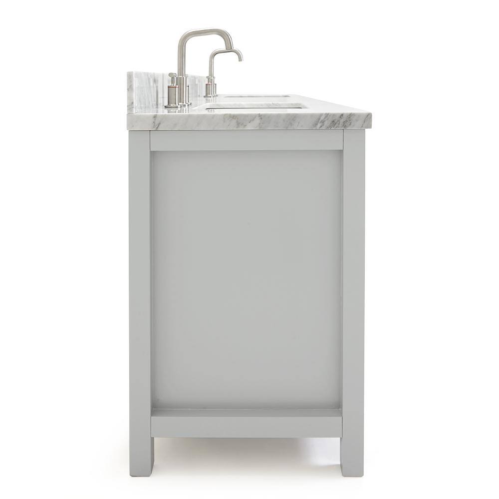 Grey Double Freestanding Vanity with White Marble Top