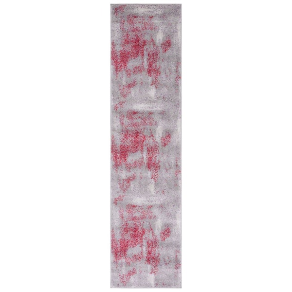 Skyler 2 ft. x 8 ft. Gray/Red Watercolor Runner Rug