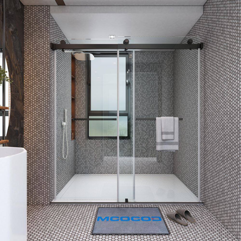 MCOCOD 72 in. W x 76 in. H Double Sliding Frameless Shower Door in