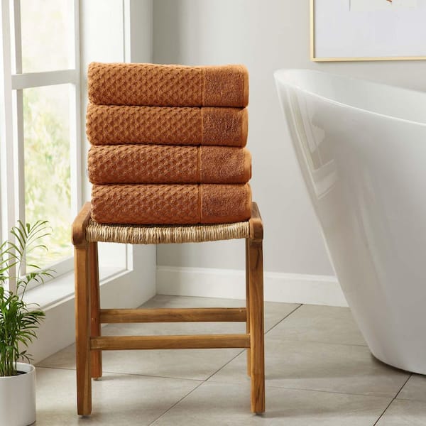 Copper Ultra-Soft 100% Cotton Diamond Waffle 4-Pack Bath Towels