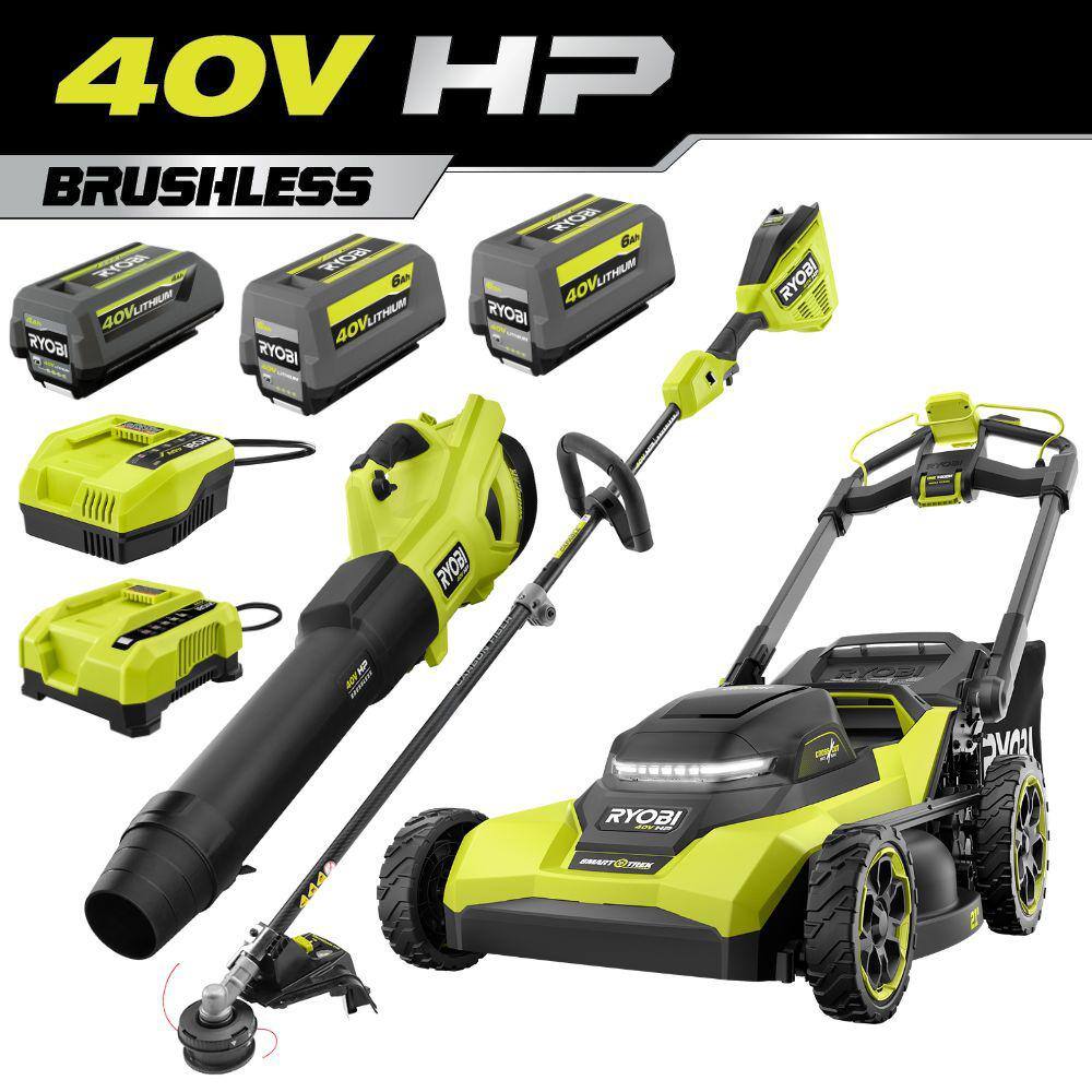 40V HP Brushless 21 in. Cordless Multi-Blade Self-Propelled Mower, Blower & Trimmer w/ (3) Batteries & (2) Chargers price history on PriceWatchPro