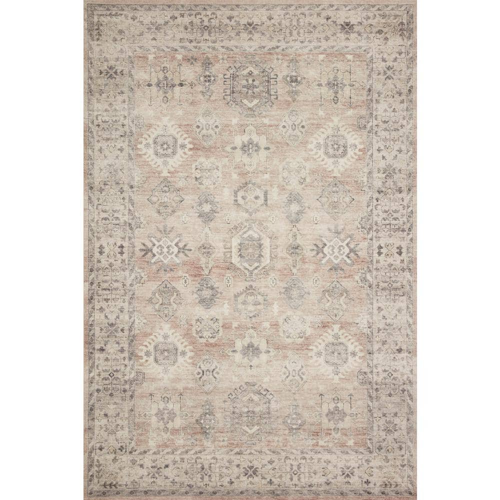 Gray and Beige Rectangular Synthetic 5' x 7' Area Rug