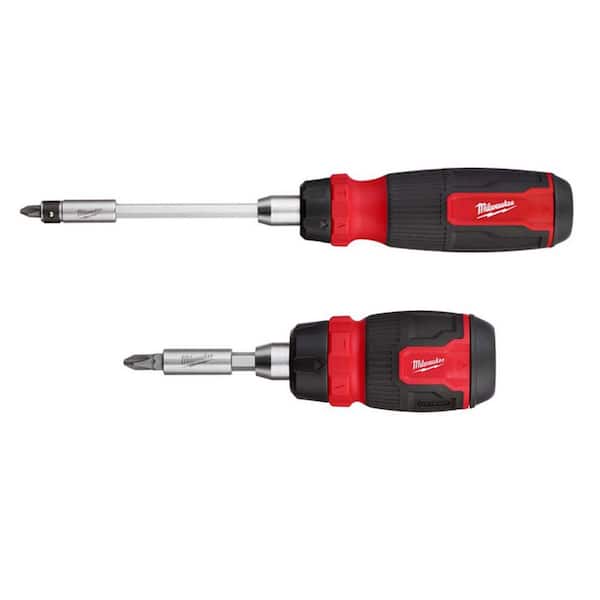 Milwaukee 27-in-1 Ratcheting Multi-Bit Screwdriver with 8-in-1 Ratcheting Compact Multi-Bit Screwdriver (2-Piece)