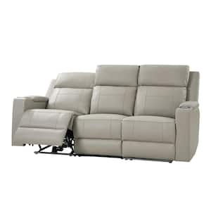 Melisa DOVE Traditional 81.5 in. W Genuine Leather Home Theater Sofa with Adjustable Headrest and Seat