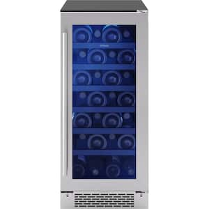 Brisas 15 in. 28-Bottle Single Zone Wine Cooler in Stainless Steel