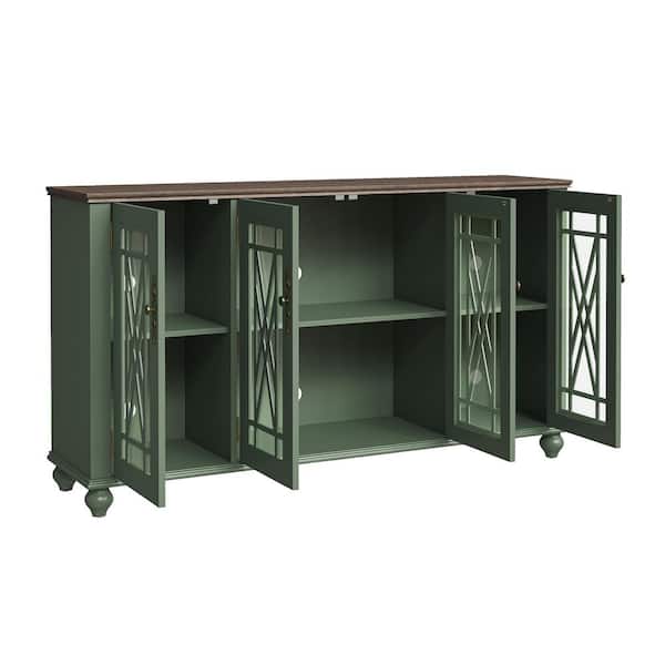 FESTIVO Vintage Green MDF 63 in. Storage Buffet Sideboard