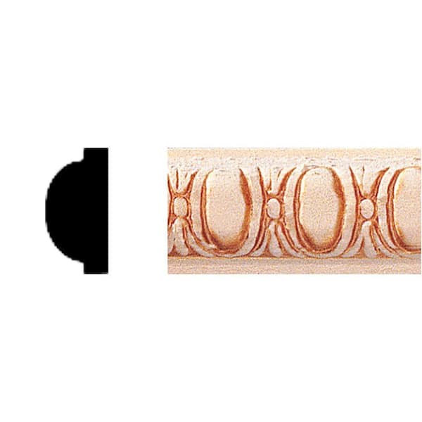 HOUSE OF FARA 3/8 in. D x 3/4 in. W x 84 In. L Unfinished Hardwood Embossed Ovals Panel Moulding