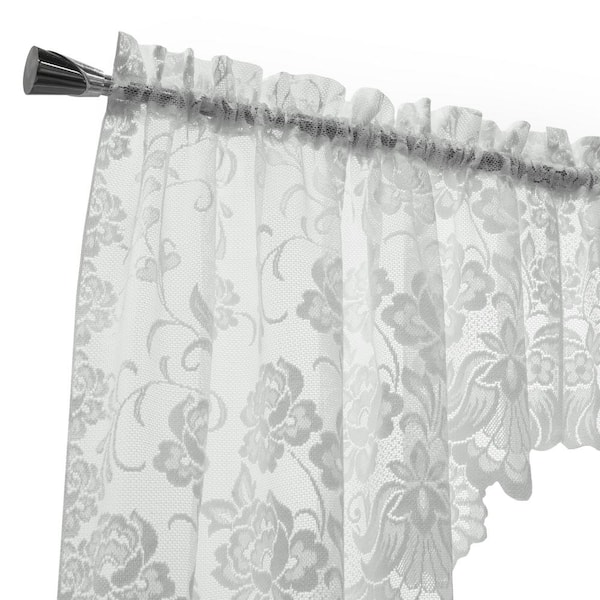 Habitat Limoges Rod Pocket Valance Swag in. White 72 x 32 Sheer- in.cludes  Two-piece Swag Valance 72147001-586765 - The Home Depot