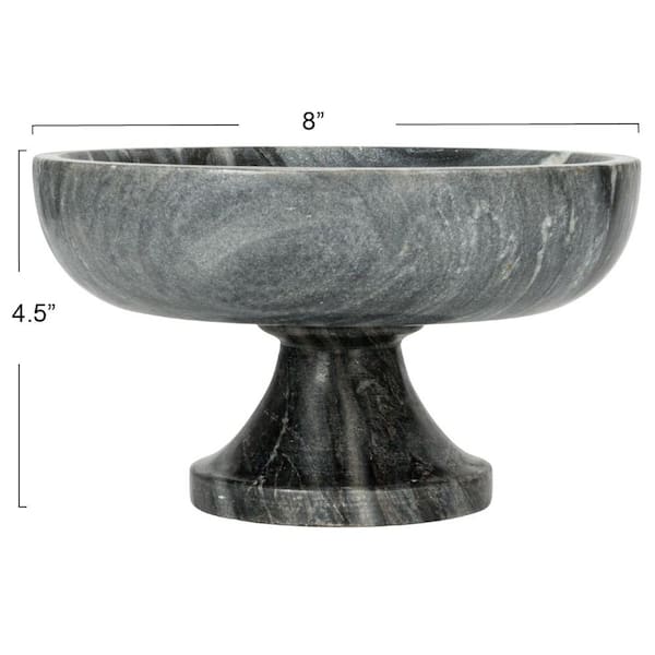 小物入れ Eve Pedestal Bowl Storied Home 8 in. 20 fl. oz. Gray Marble Footed Pedestal Serving