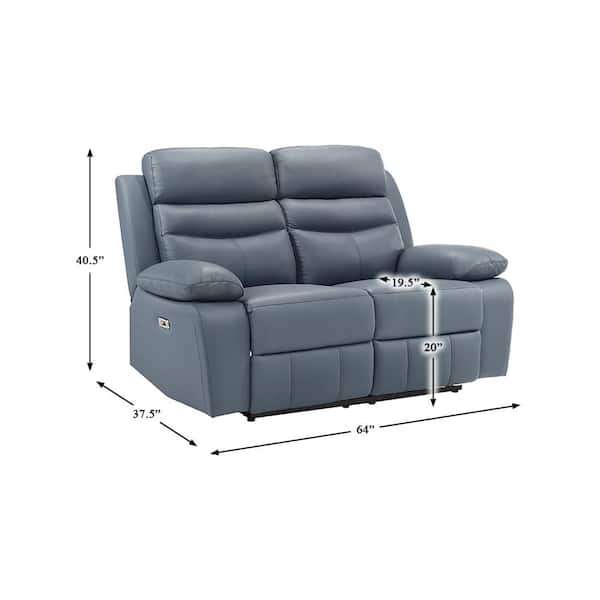 Lazzara Edelia 64 in. W Blue Leather 2-Seater Power Double
