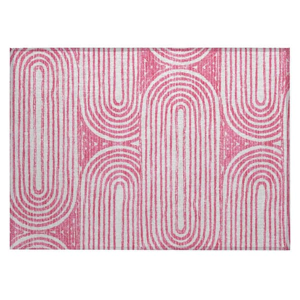 Blush 2 ft. x 3 ft. Woven Abstract Rectangle Indoor/Outdoor Area Rug