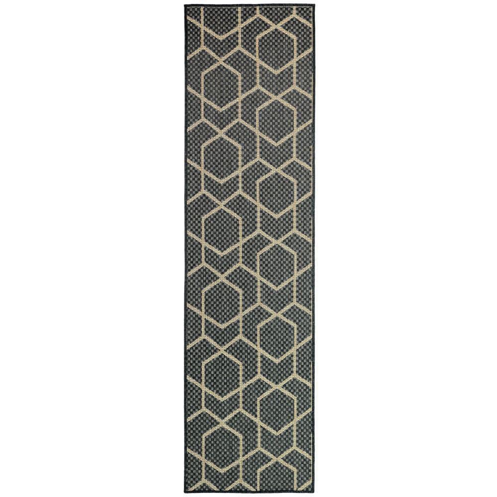 Horizon Charcoal 2 ft. x 6 ft. Indoor/Outdoor All-Over Design Contemporary Runner Area Rug price history on PriceWatchPro