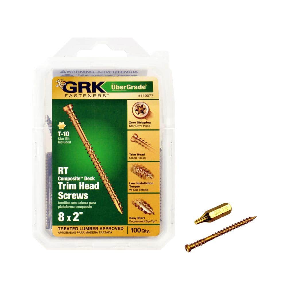 GRK Fasteners #8 x 2 in. Star Drive Composite Trim Head Deck Screw (100-per  Pack) 119077 - The Home Depot