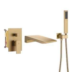 Single-Handle 1-Spray Tub and Shower Faucet in Brushed Gold, Valve Included