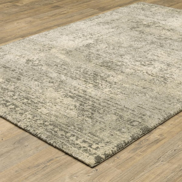 Asbury Beige/Gray 7 ft. x 10 ft. Vintage Distressed Oriental Polypropylene Indoor Area Rug