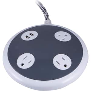 8 ft. 16/3 450J 3-Outlet 2 USB Surge Protector Power Strip, White/Gray