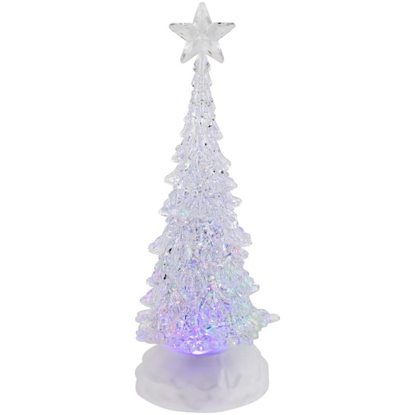 LED Lighted Acrylic Artificial Christmas Tree Decoration-10.5 in. -Multi-Color Lights