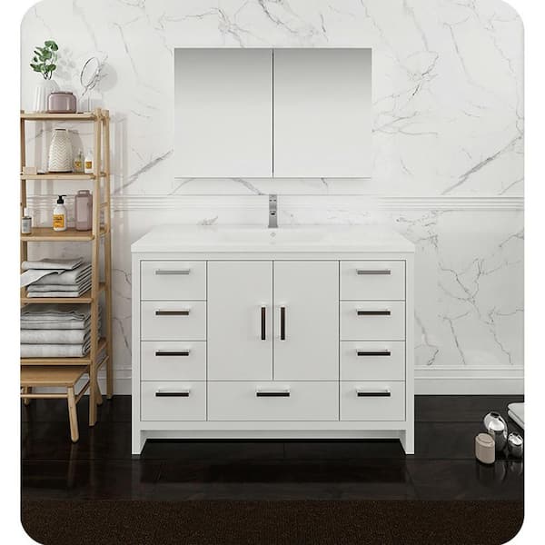 Imperia 48 in. Modern Bath Vanity Cabinet Only in Glossy White