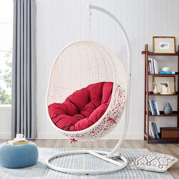 MODWAY Hide Wicker Rattan Outdoor Patio Porch Lounge Egg Swing