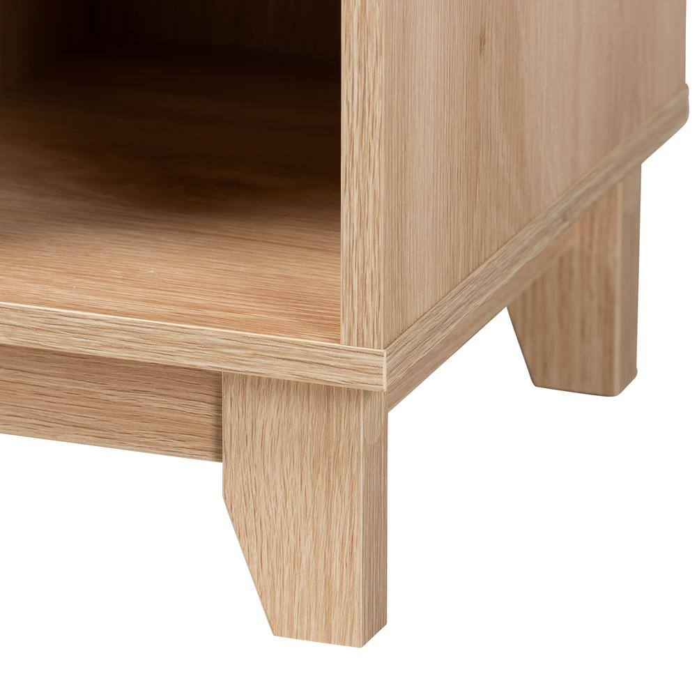 Elsbeth Light Brown Wood and Rattan 3-Door Sideboard