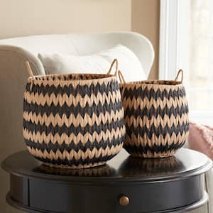 Woven Basket Natural with Black Pattern (Set of 2)