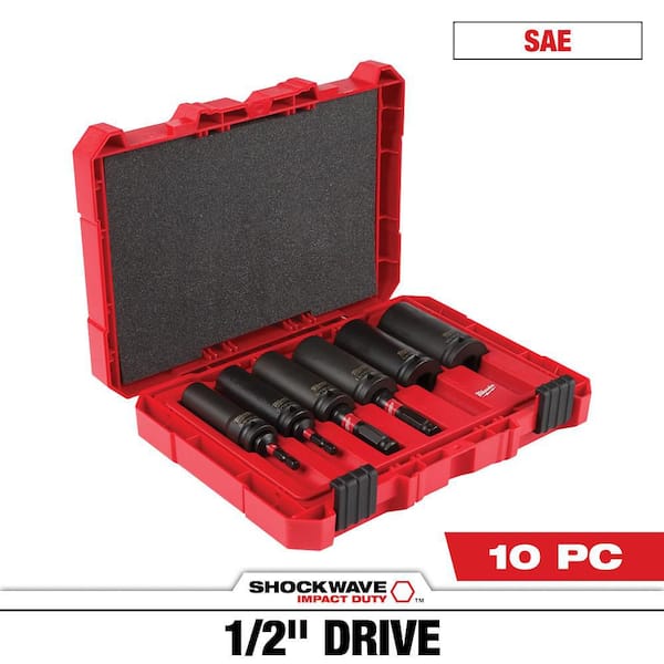 SHOCKWAVE Impact Duty Lineman's 1/2 in. Drive 2-in-1 12-Point Socket Set (10-Piece)