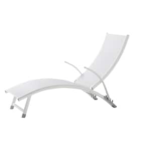 Loft White 2-Piece Metal Outdoor Poolside Stackable/Foldable Chaise Lounge
