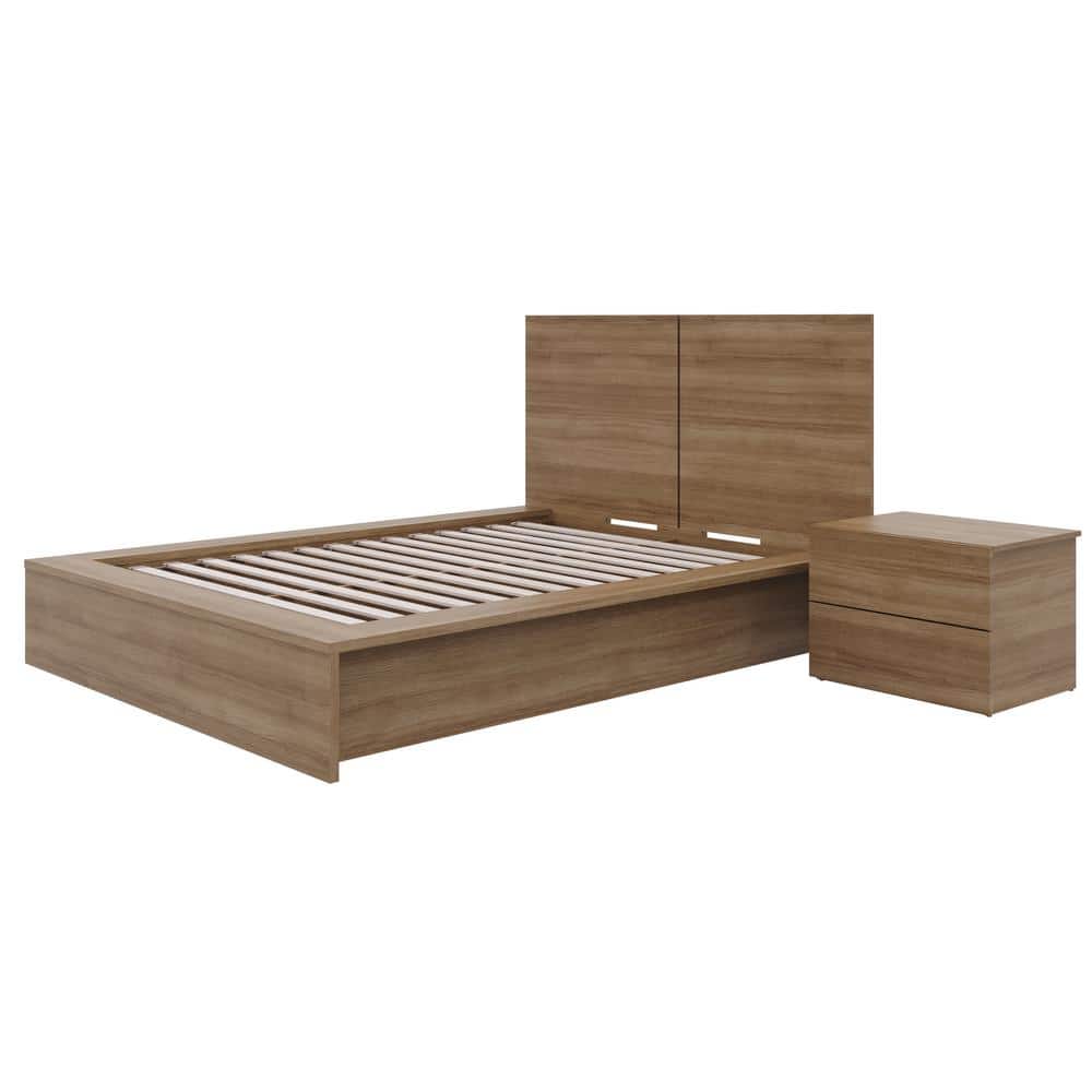Brown Oak Composite 3-Piece Full Bedroom Set