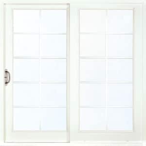 72 in. x 80 in. White Exterior with Woodgrain Interior Left-Hand Composite Prehung DP50 Sliding Patio Door
