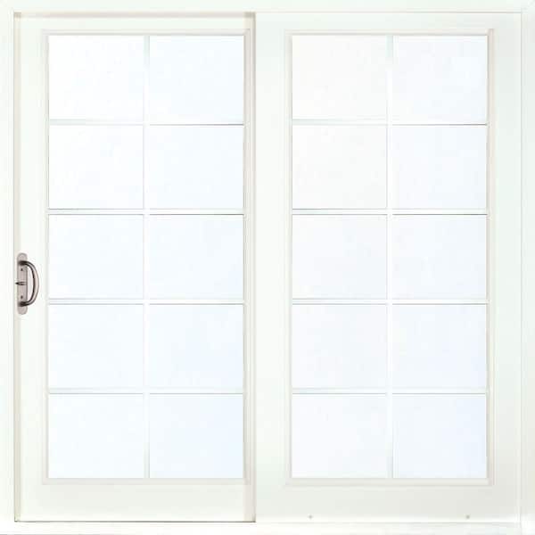 MasterPiece 72 in. x 80 in. White Exterior with Woodgrain Interior Left-Hand Composite Prehung DP50 Sliding Patio Door