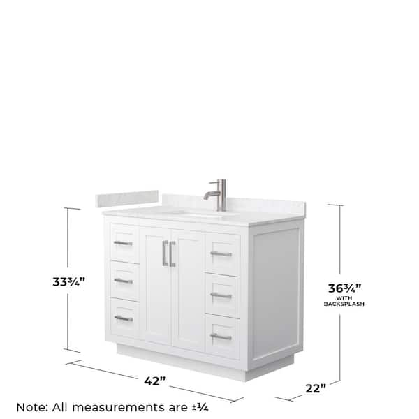 Miranda 42 in. W Single Bath Vanity in White with Cultured Marble Vanity Top in Light-Vein Carrara with White Basin