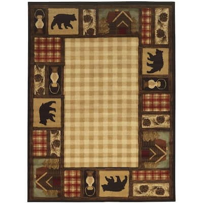 Mountain Top Beige 2 ft. x 3 ft. Cabin Scatter Area Rug