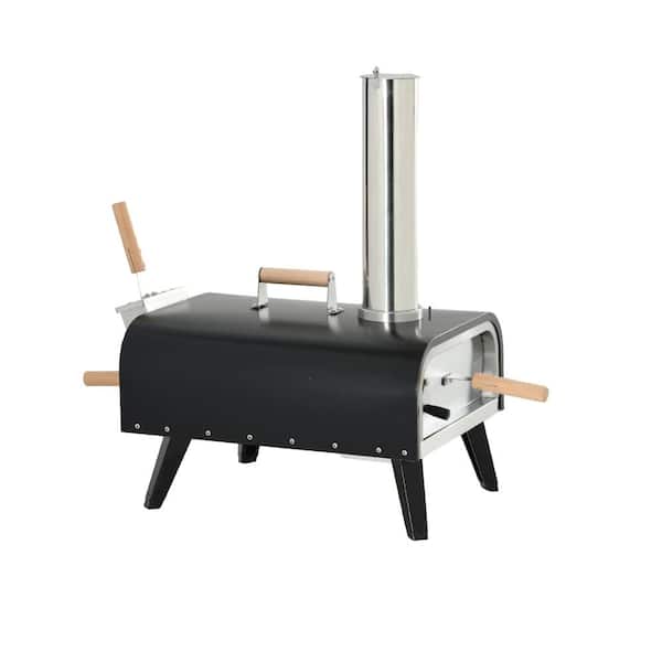 32 in. Pellet Wood Fired Burning Outdoor Pizza Oven with 12" Rotating Stone, Peel and Cover, Foldable Legs