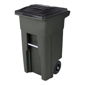 32 Gal. Greenstone Trash Can with Quiet Wheels and Attached Lid