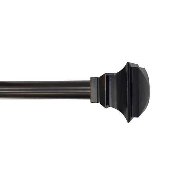 36 in. - 66 in. Adjustable Single Curtain Rod 3/4 in. Dia. in ORB with Classic Square finials