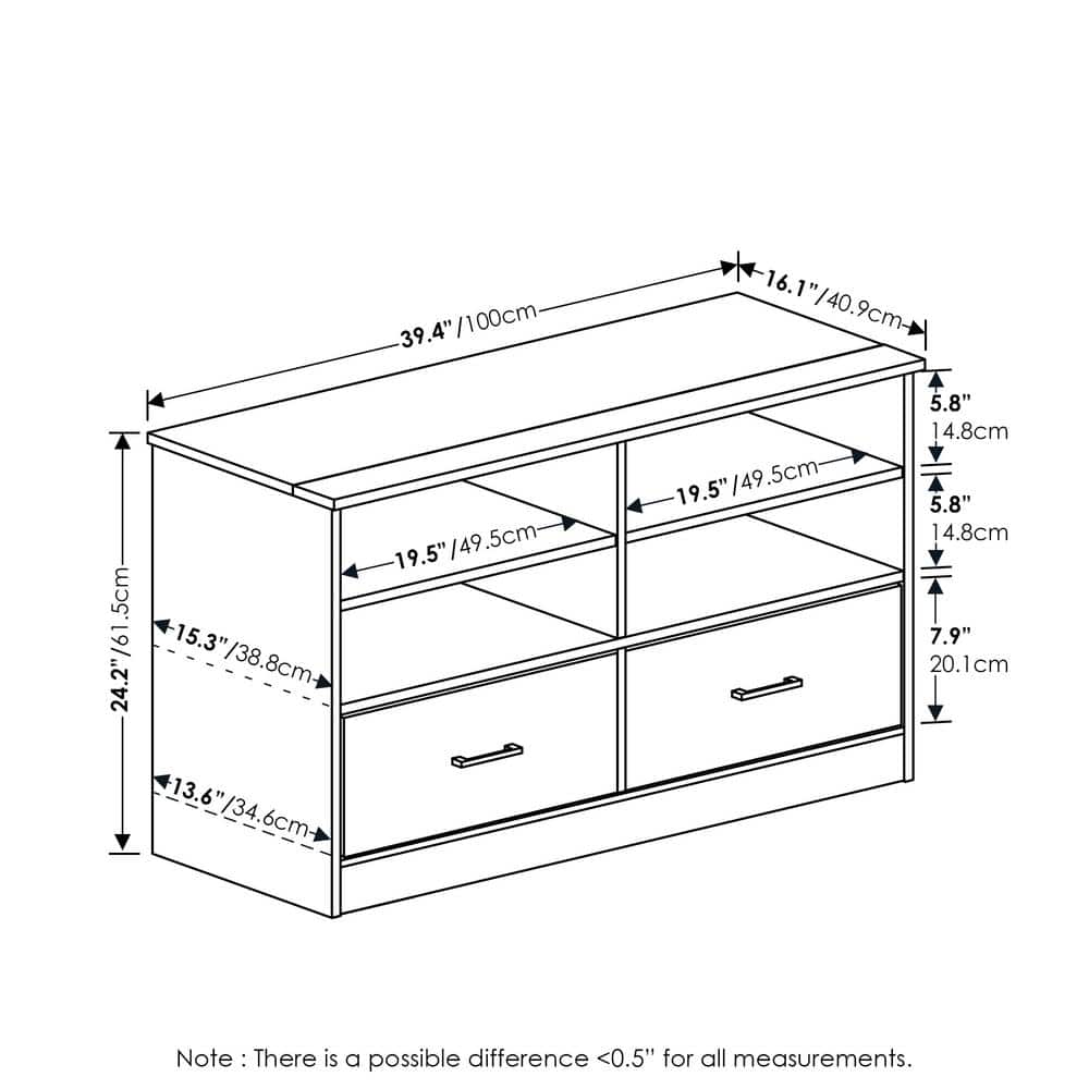 French Oak Composite Wood TV Stand with Drawers