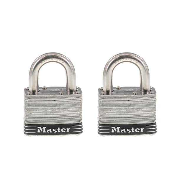 Master Lock Stainless Steel Outdoor Padlock with Key, 2 in. Wide, 2 Pack
